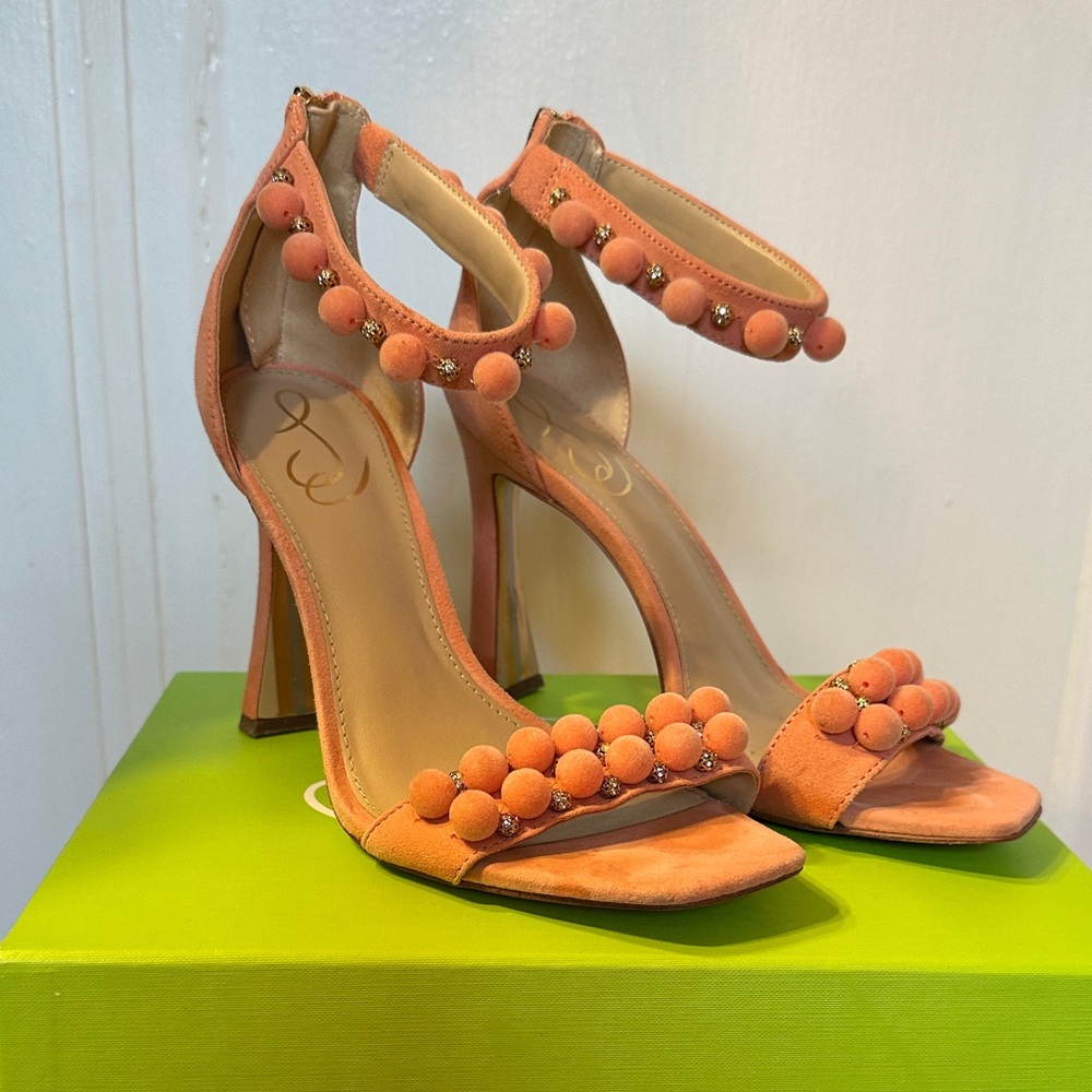Sam Edelman Women's Coral Pom-Pom Heels